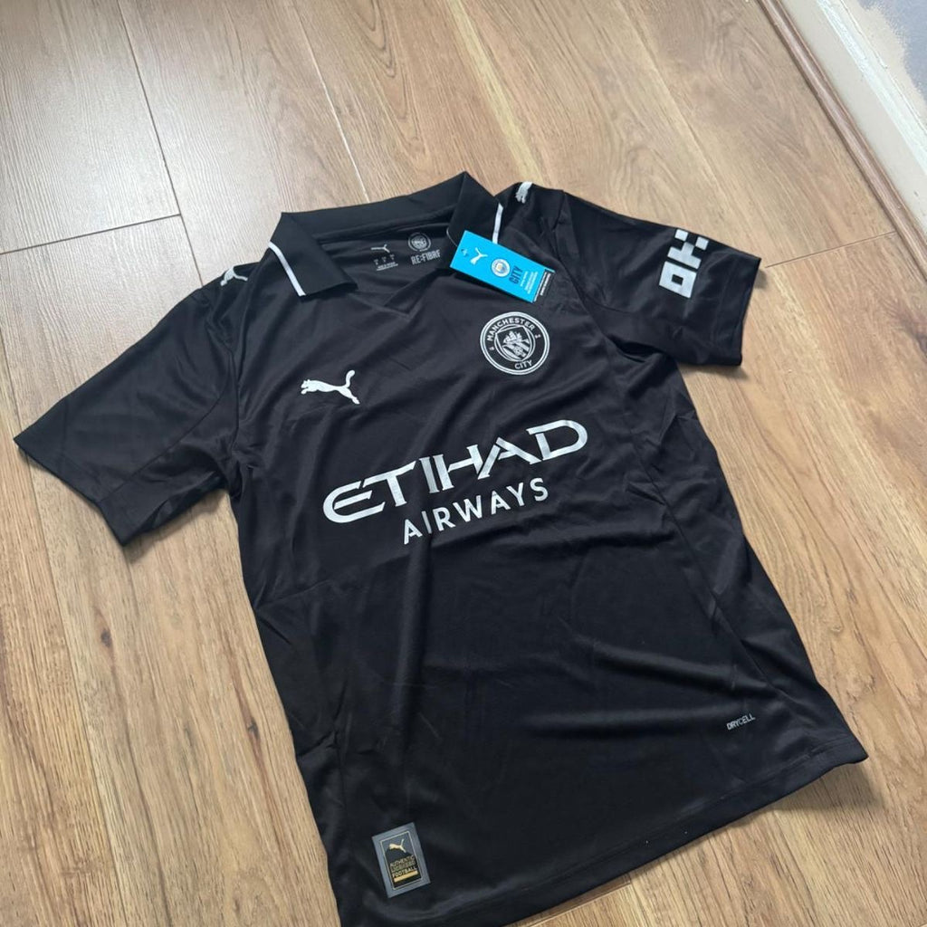 Manchester City Black Away Jersey 2025/26 | Embroidered Logo | Premium Quality | Customisable