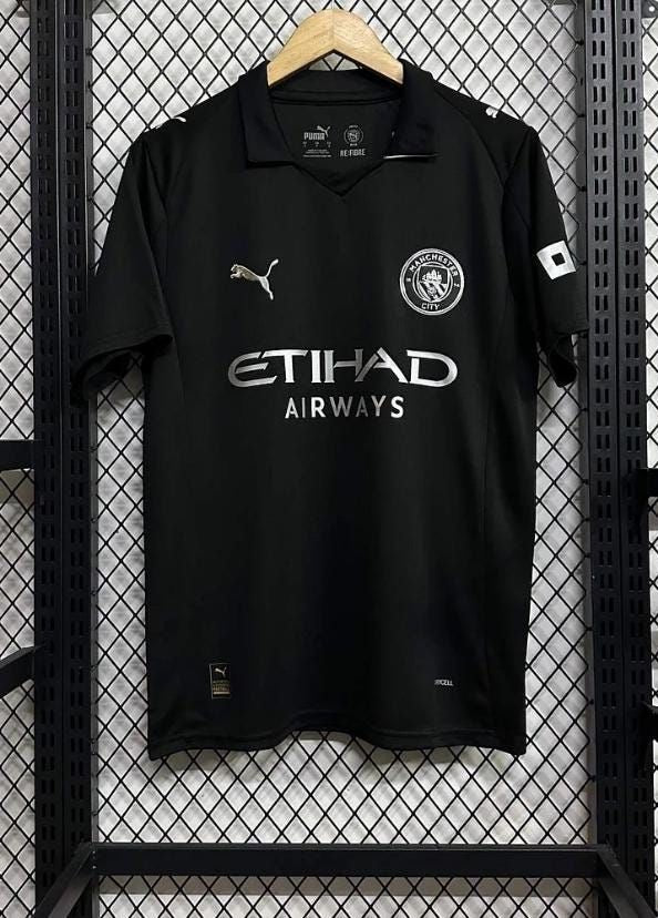Manchester City Black Away Jersey 2025/26 | Embroidered Logo | Premium Quality | Customisable