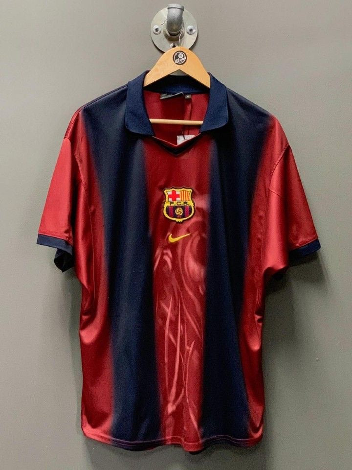 Barcelona x Travis Scott 2000/01 Retro Home Polo Jersey | Embroidered Logo