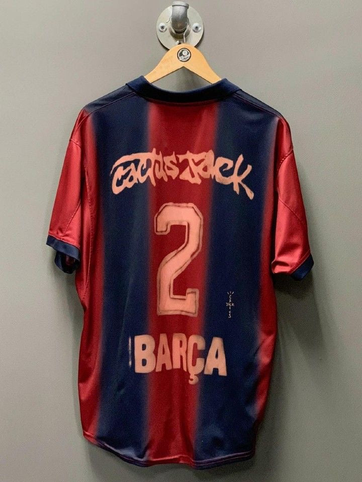Barcelona x Travis Scott 2000/01 Retro Home Polo Jersey | Embroidered Logo
