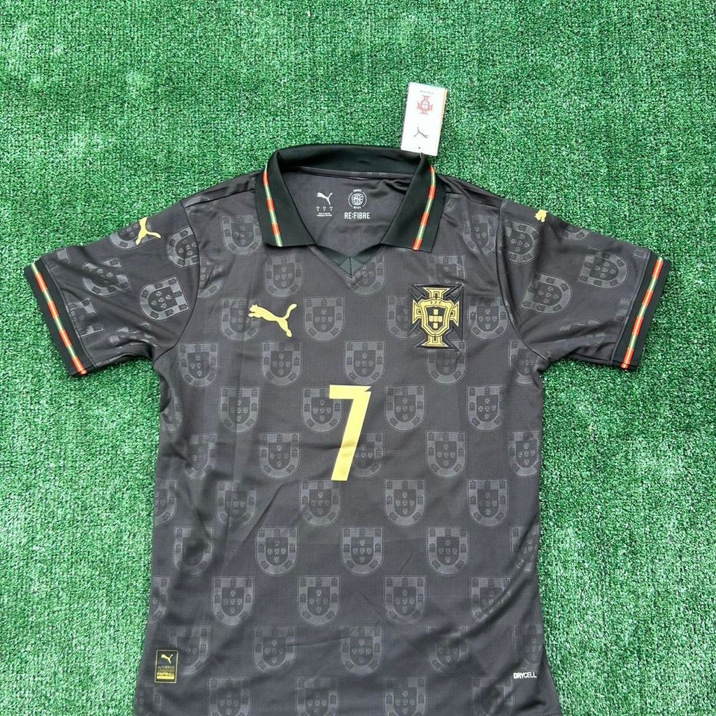 Portugal Away Jersey 2025/26 – Black Edition | Embroidered Logo | Ronaldo #7 edition