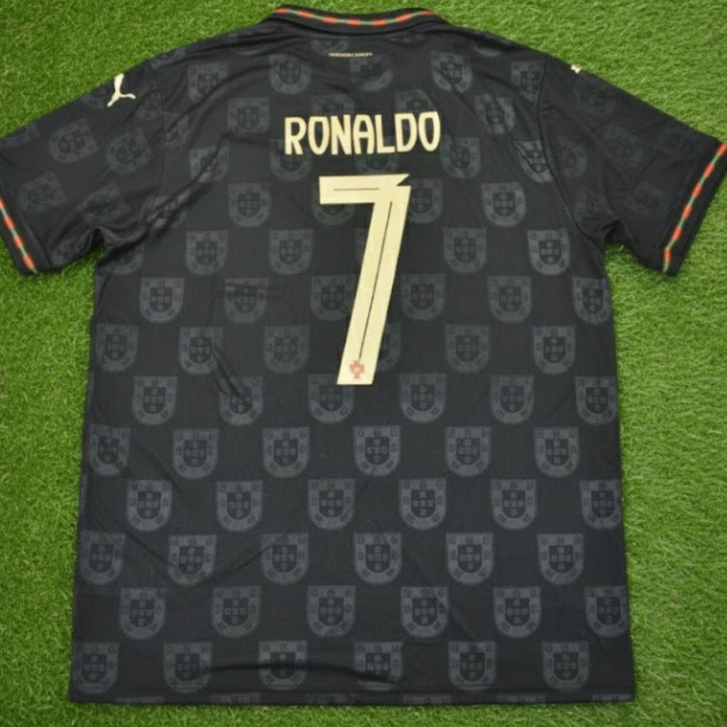 Portugal Away Jersey 2025/26 – Black Edition | Embroidered Logo | Ronaldo #7 edition
