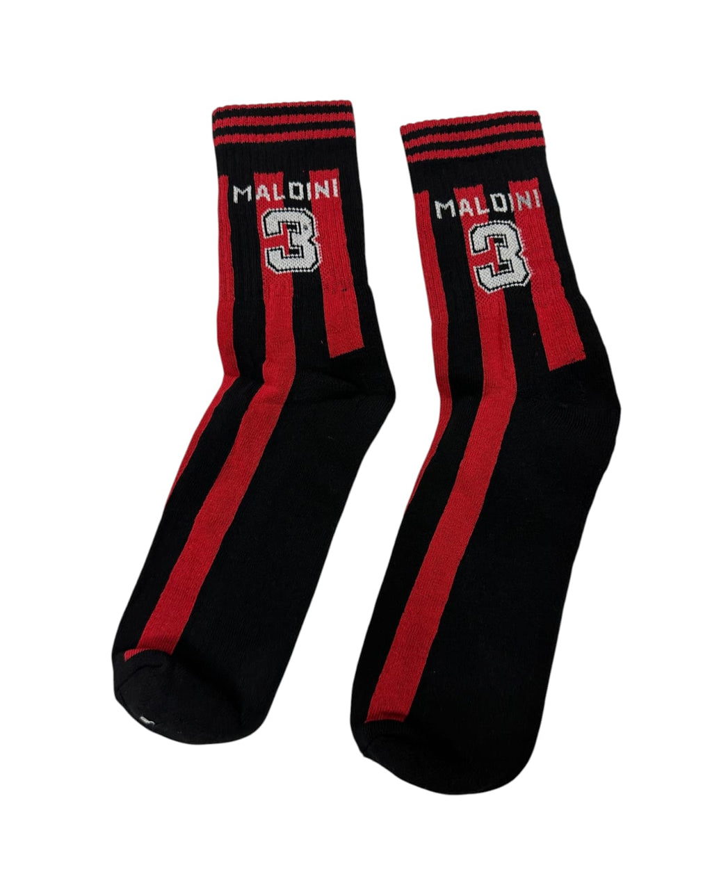 Paolo Maldini #3 AC Milan Classic Red & Black Football Socks – Premium Match Style