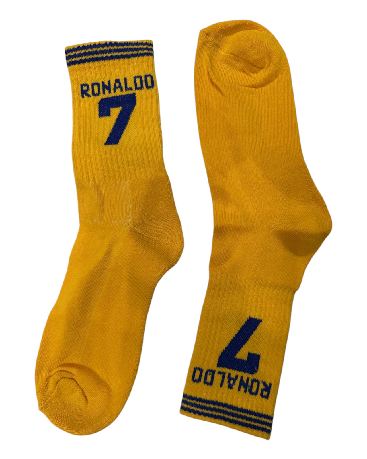 Cristiano Ronaldo 7 Al Nassr Football Socks – Yellow & Blue Match Edition