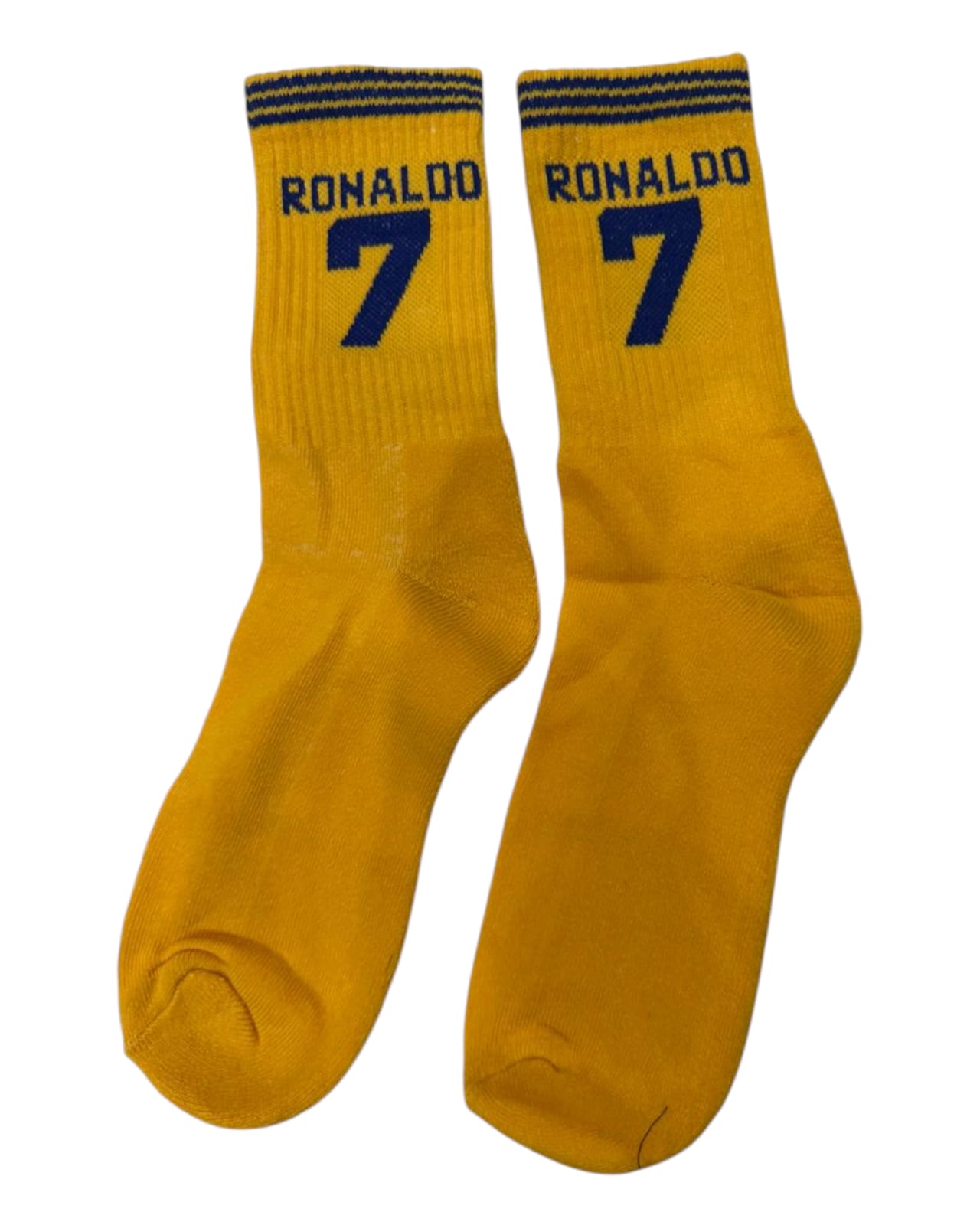 Cristiano Ronaldo 7 Al Nassr Football Socks – Yellow & Blue Match Edition