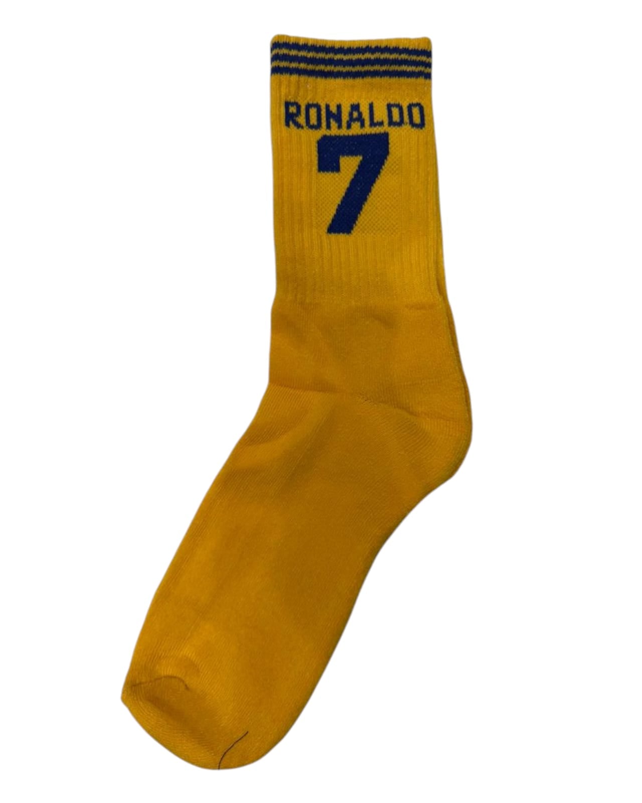 Cristiano Ronaldo 7 Al Nassr Football Socks – Yellow & Blue Match Edition