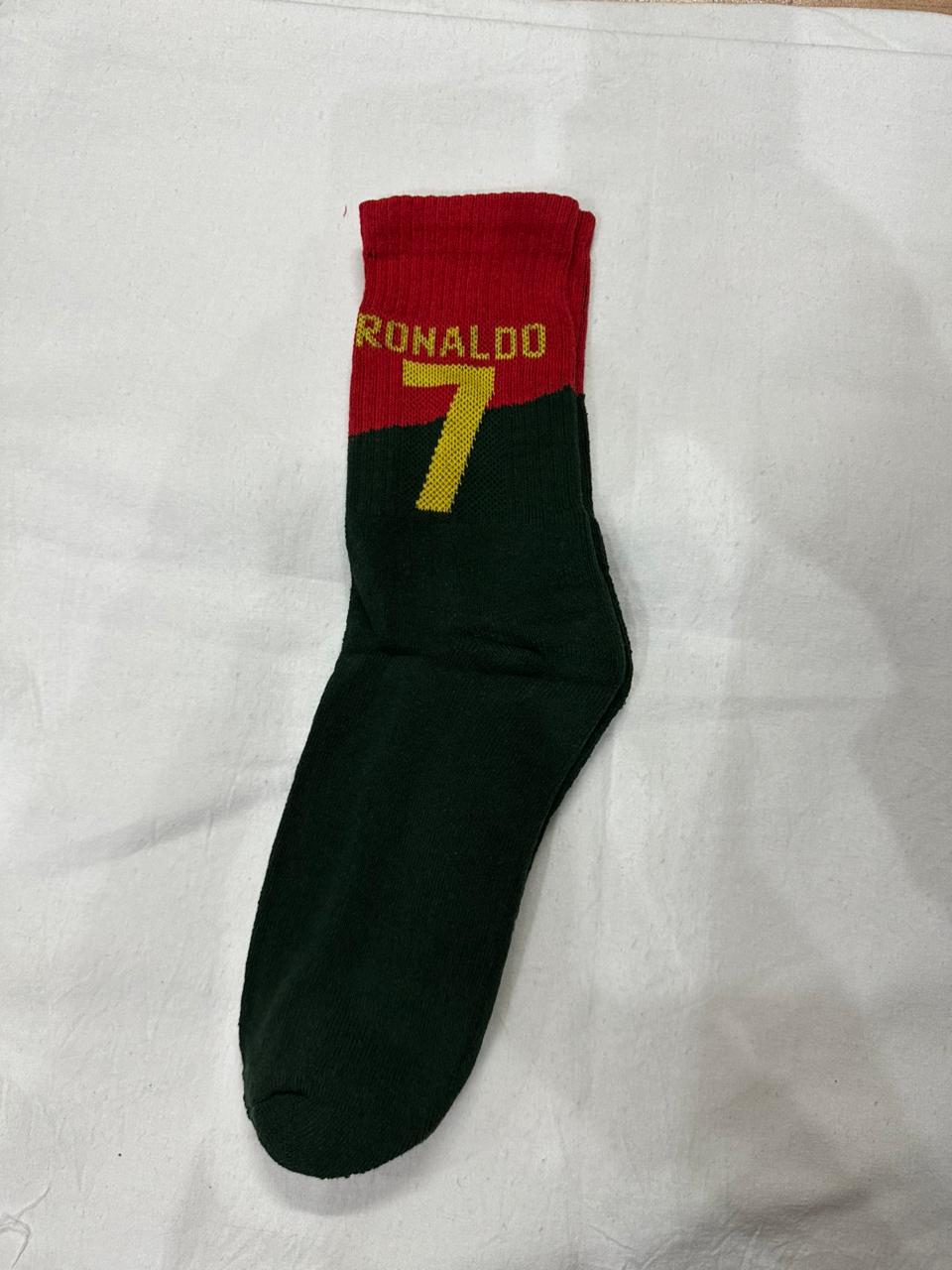 Cristiano Ronaldo 7 Portugal Home Football Socks – Red & Green Match Edition