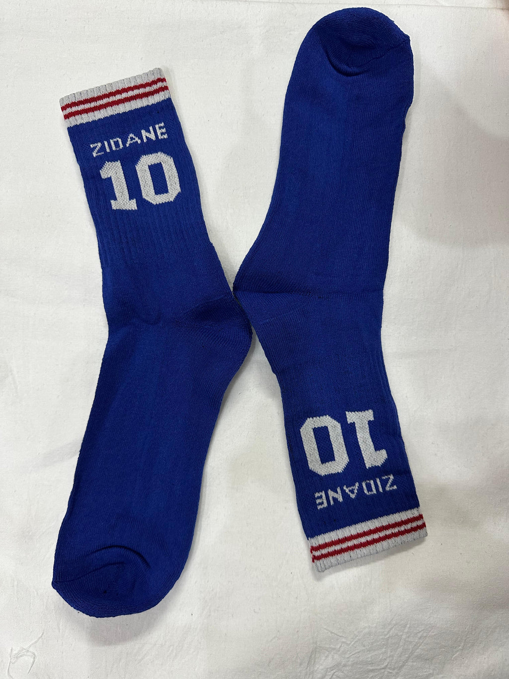 Zinedine Zidane #10 France Blue Football Socks – Premium Match Style | Breathable & Stretch Fit