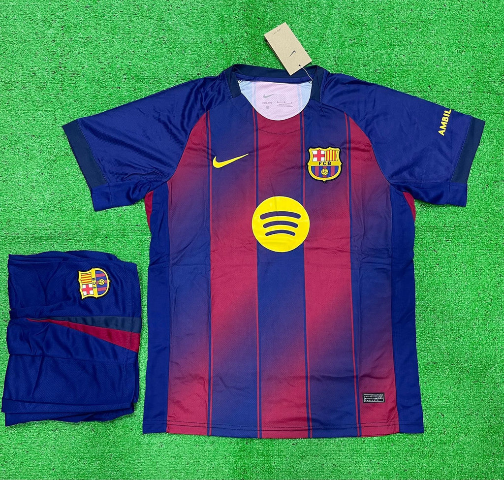 FC Barcelona Home Kit Jersey With Shorts 2025/26 (Spotify Edition) | Embroidered Logo | Premium Quality