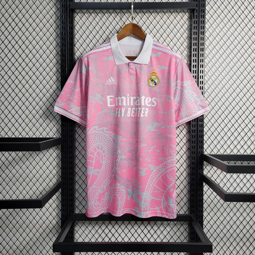 Real Madrid Pink Dragon Edition Jersey – Premium Football Shirt | Embroidered Logo | Customisable