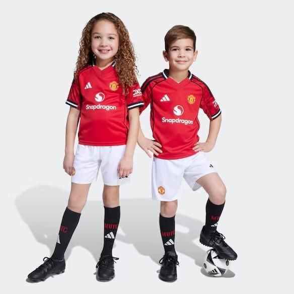Manchester United 2025/26 Home Kit for Kids (Jersey + Shorts)