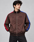Barcelona Cactus Jack Brown Satin Track Jacket with Red & Blue Stripes