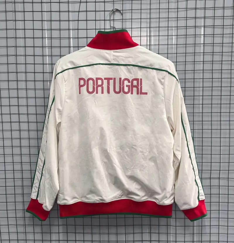 Portugal National Team White Track Jacket – Red & Green Premium Sportswear