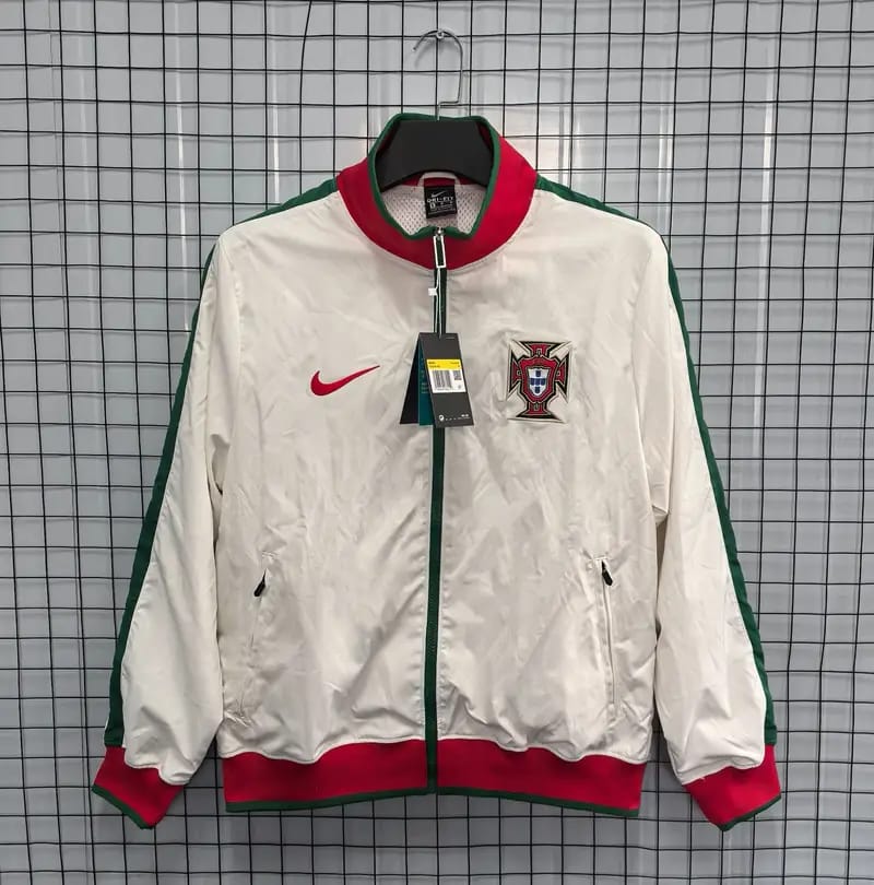 Portugal National Team White Track Jacket – Red & Green Premium Sportswear