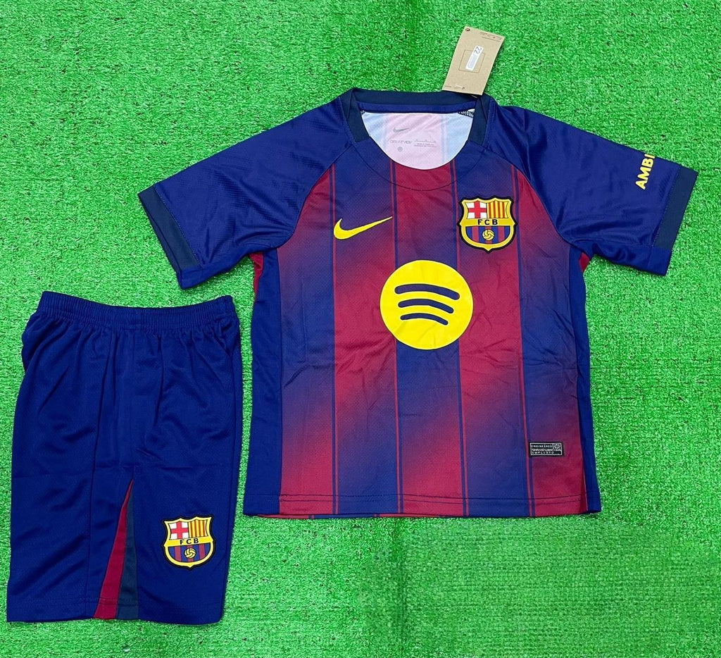 FC Barcelona 2025/26 Home Kit for Kids (Jersey + Shorts)
